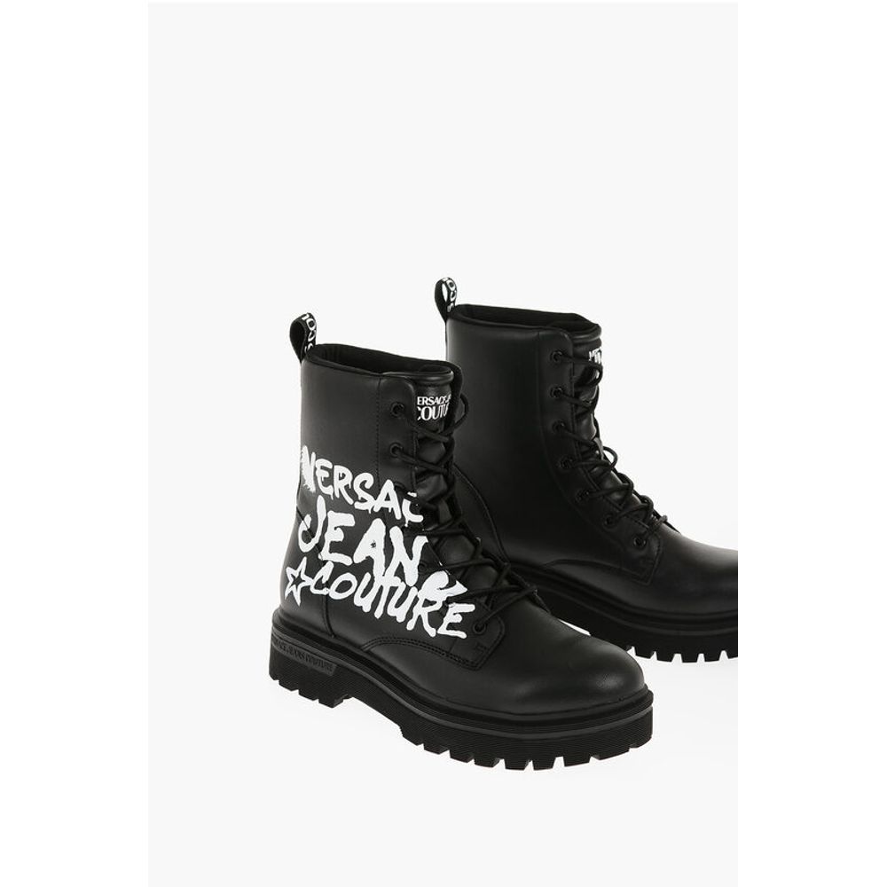 JEANS COUTURE Leather SYRIUS Combat Boots with Contrasting P