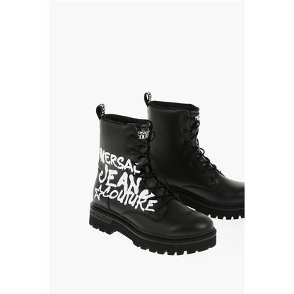 JEANS COUTURE Leather SYRIUS Combat Boots with Contrasting P