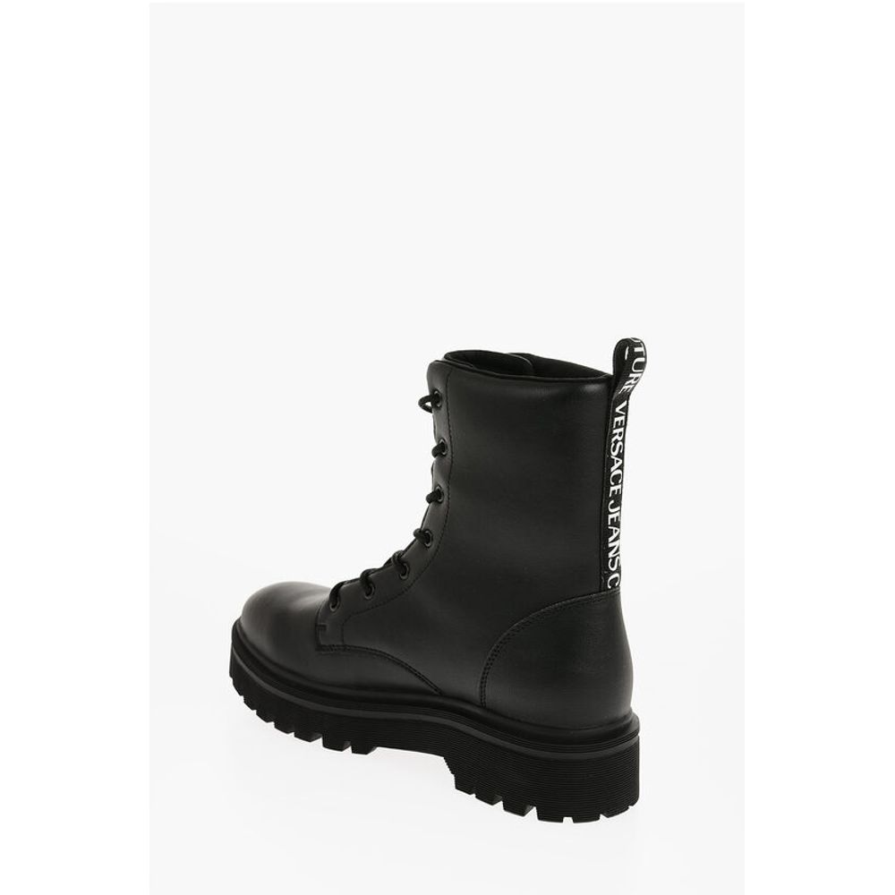 JEANS COUTURE Leather SYRIUS Combat Boots with Contrasting P