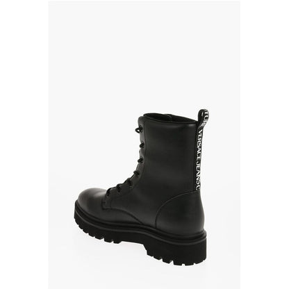 JEANS COUTURE Leather SYRIUS Combat Boots with Contrasting P