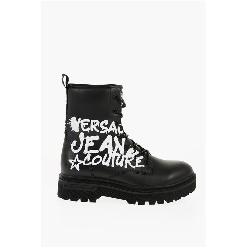 JEANS COUTURE Leather SYRIUS Combat Boots with Contrasting P