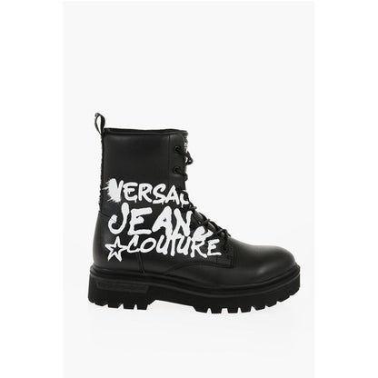 JEANS COUTURE Leather SYRIUS Combat Boots with Contrasting P
