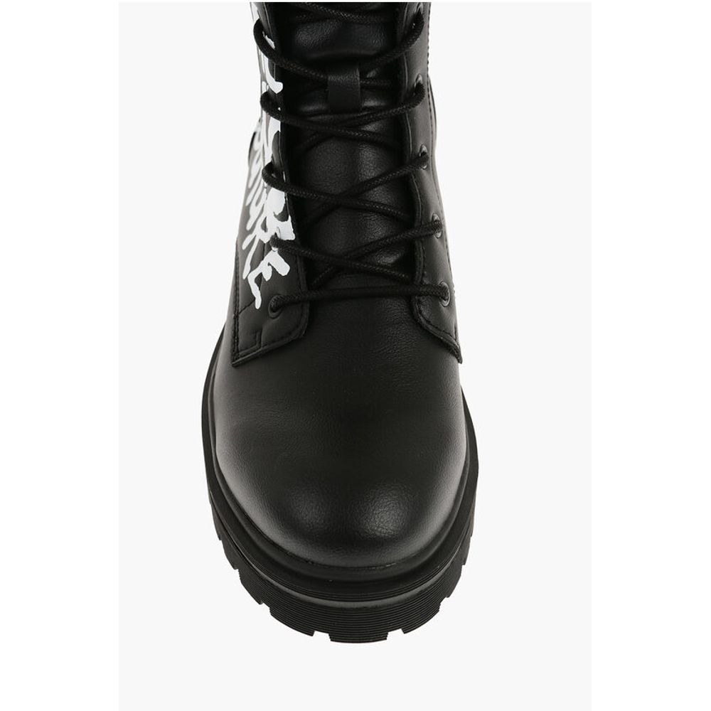 JEANS COUTURE Leather SYRIUS Combat Boots with Contrasting P