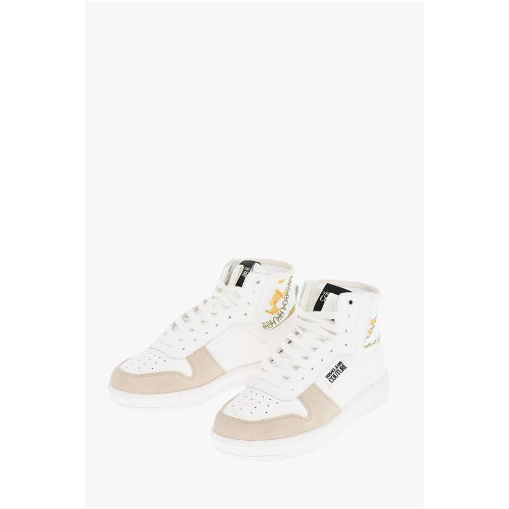 JEANS COUTURE Leather and Fabric MEYSSA High-Top Sneakers wi