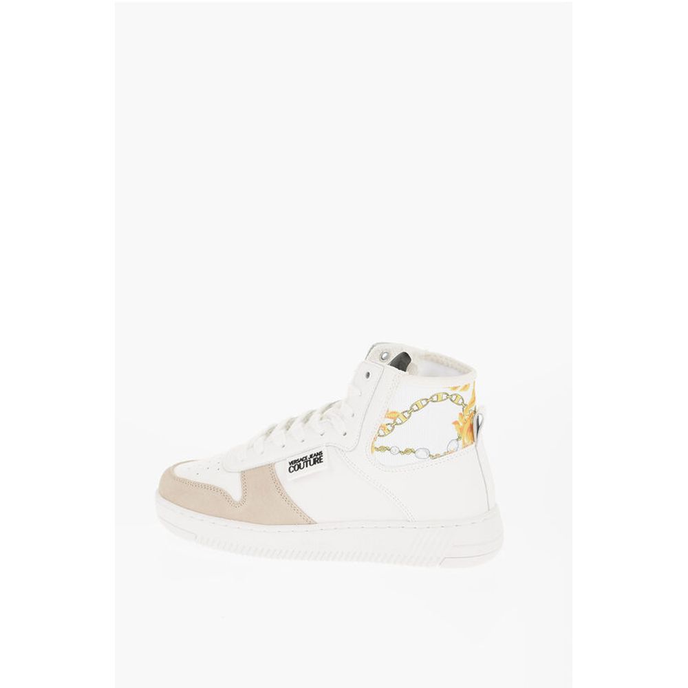 JEANS COUTURE Leather and Fabric MEYSSA High-Top Sneakers wi