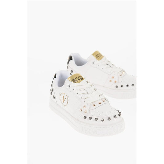 JEANS COUTURE Textured Leather COURT 88 Low Top Sneakers wit