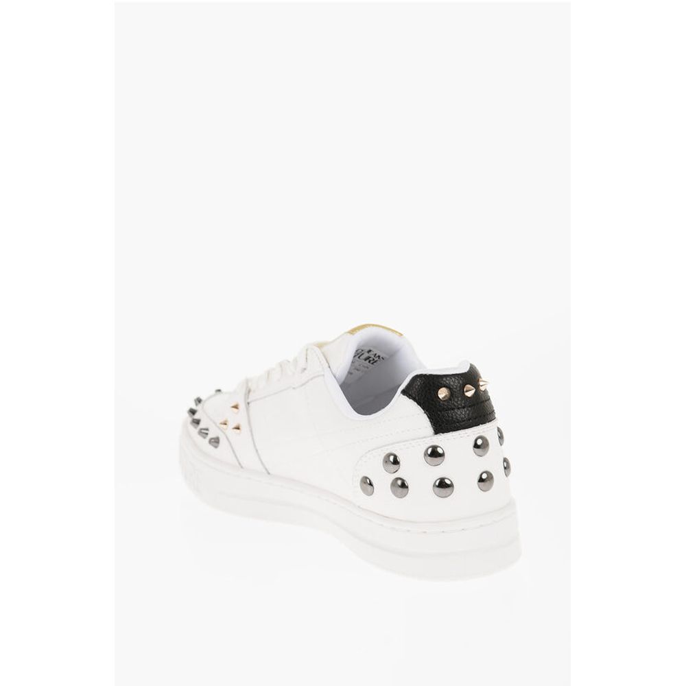 JEANS COUTURE Textured Leather COURT 88 Low Top Sneakers wit