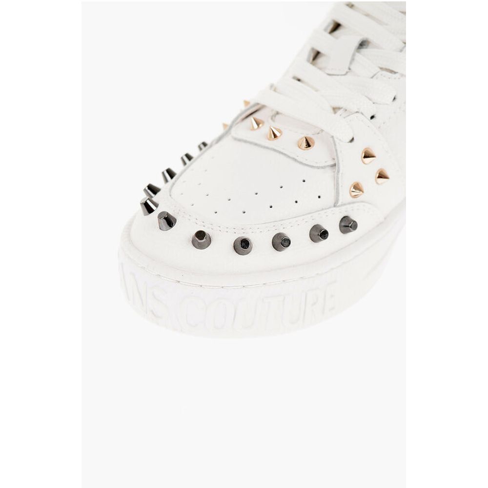 JEANS COUTURE Textured Leather COURT 88 Low Top Sneakers wit