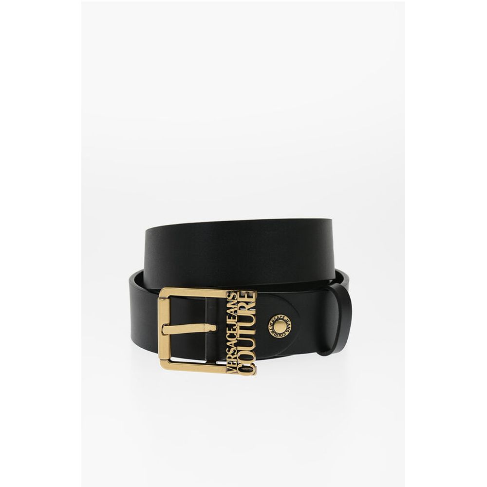 JEANS COUTURE Leather Belt with Golden Buckle 40mm