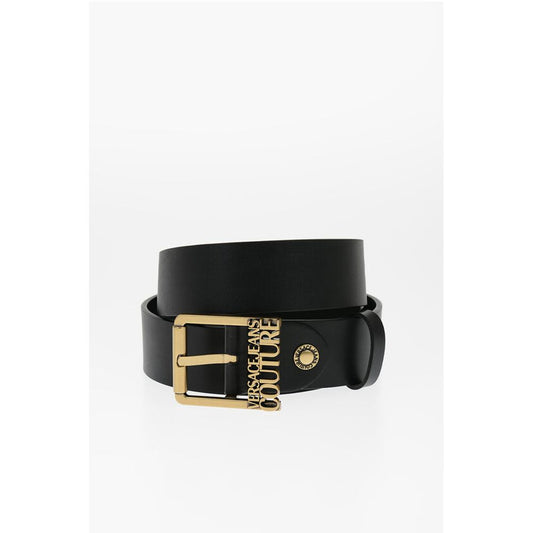 JEANS COUTURE Leather Belt with Golden Buckle 40mm