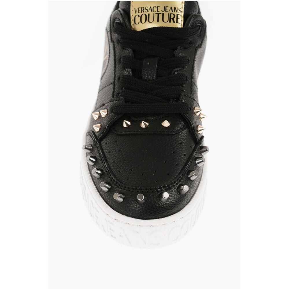 JEANS COUTURE Textured Leather COURT 88 Low Top Sneakers wit