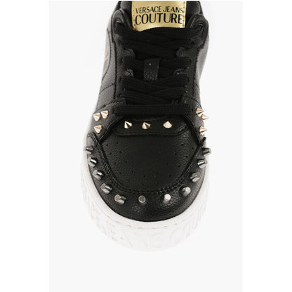 JEANS COUTURE Textured Leather COURT 88 Low Top Sneakers wit