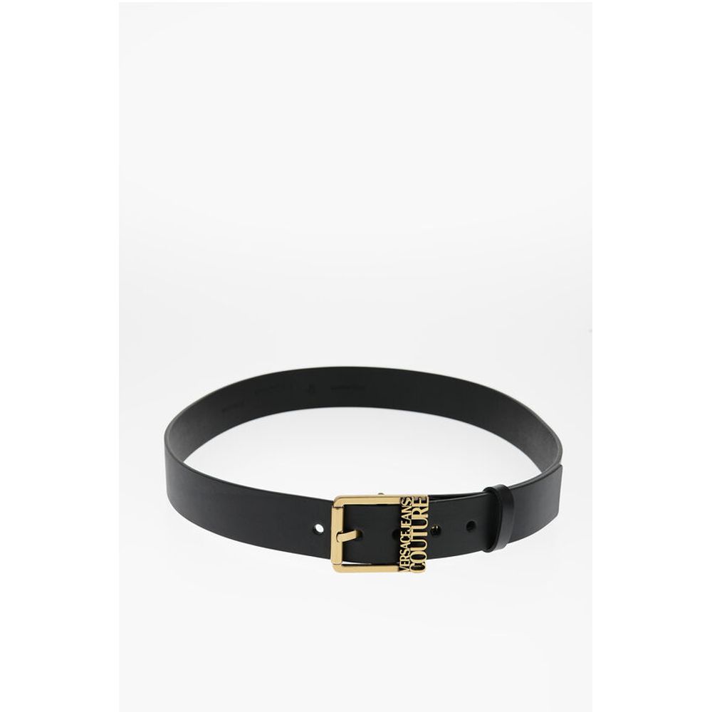 JEANS COUTURE Leather Belt with Golden Buckle 40mm