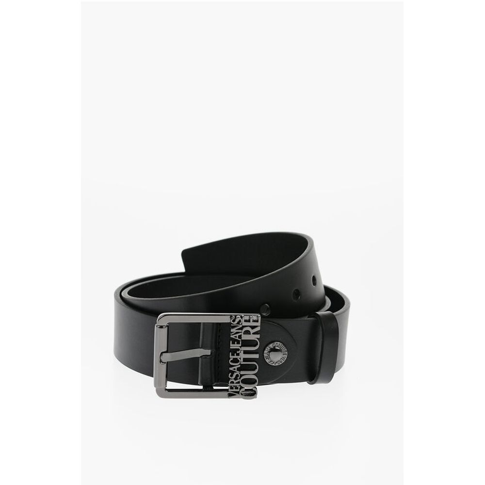 JEANS COUTURE Leather Belt with Logoed Buckle 40mm