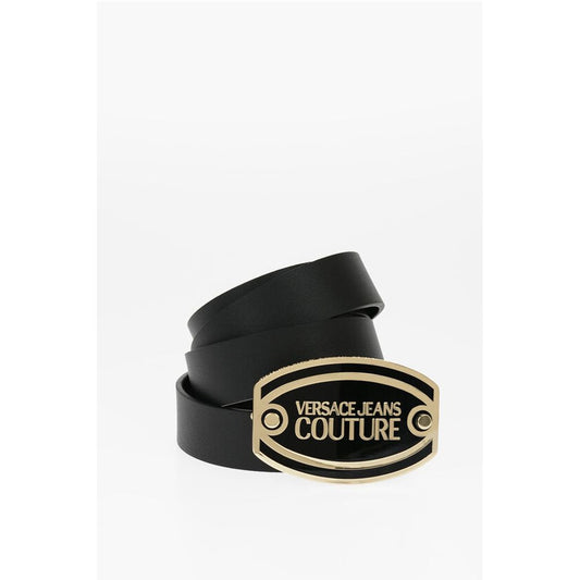 JEANS COUTURE Leather Belt with Maxi Logoed Buckle 30mm
