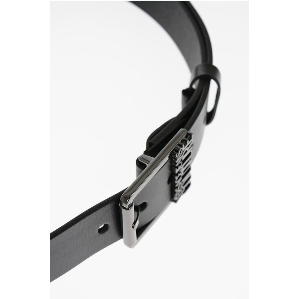 JEANS COUTURE Leather Belt with Logoed Buckle 40mm