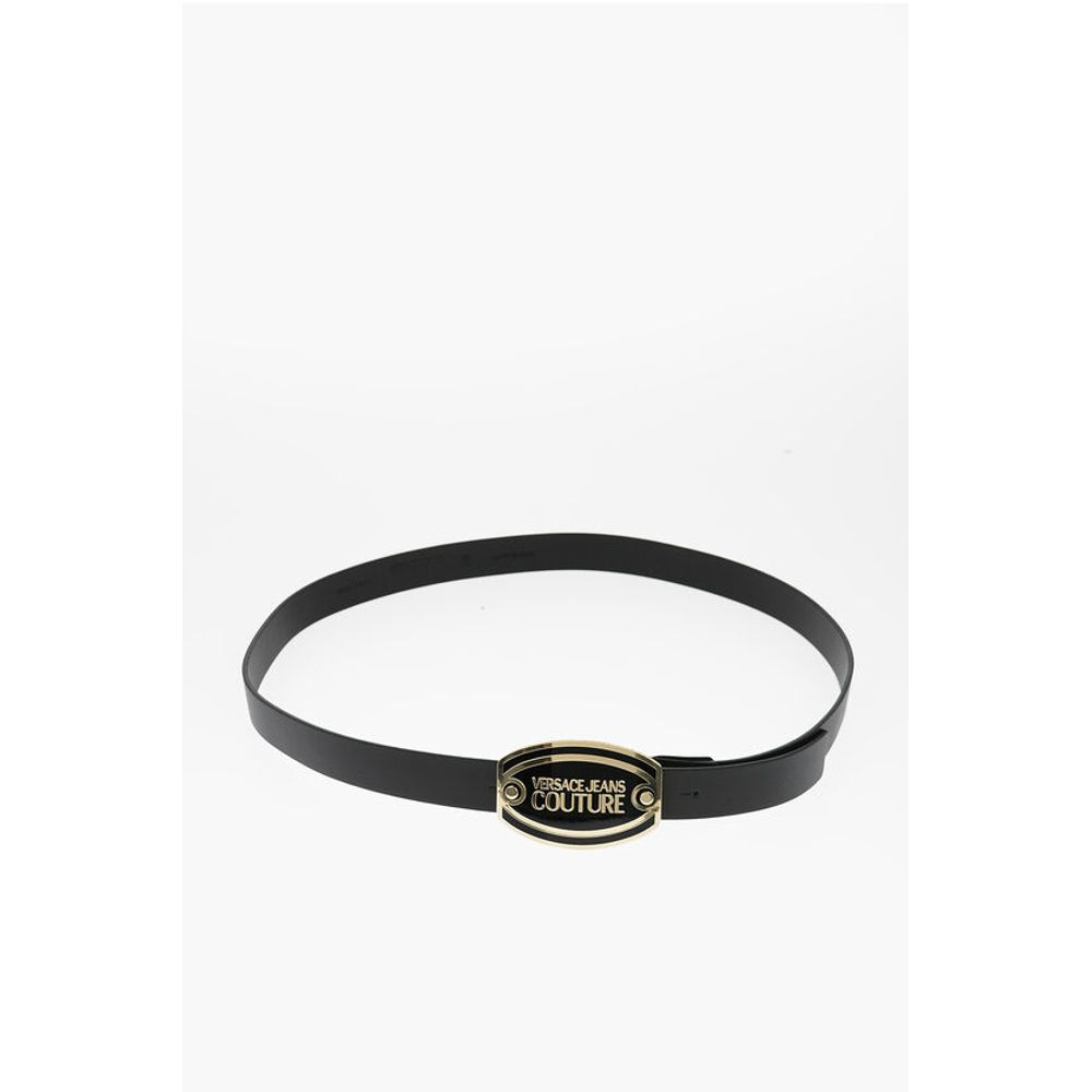 JEANS COUTURE Leather Belt with Maxi Logoed Buckle 30mm