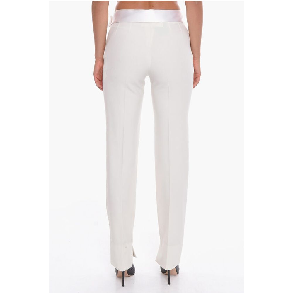 Wool Blend Front-pleated Trousers with Satin Belt