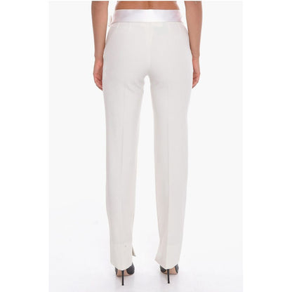 Wool Blend Front-pleated Trousers with Satin Belt