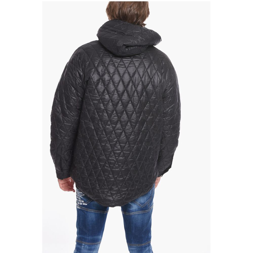 Quilted Shearling Jacket with Logo Patch