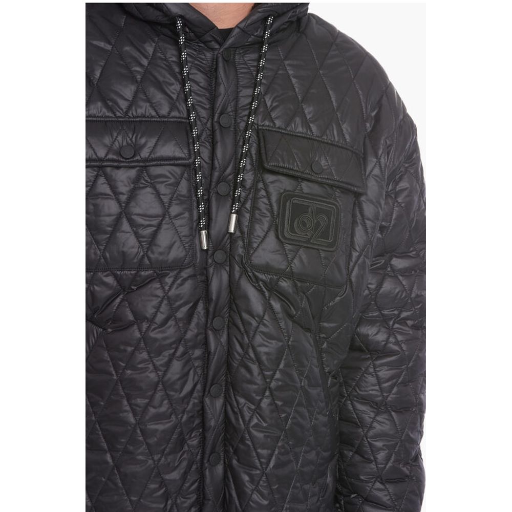 Quilted Shearling Jacket with Logo Patch