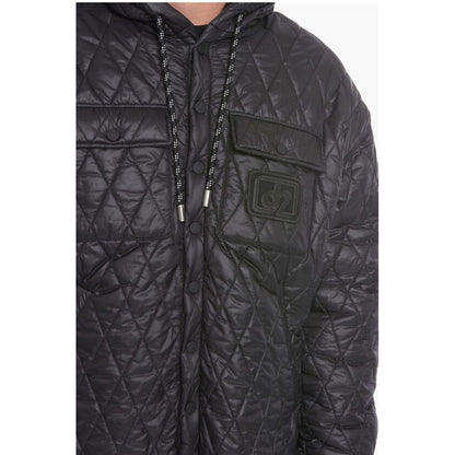 Quilted Shearling Jacket with Logo Patch