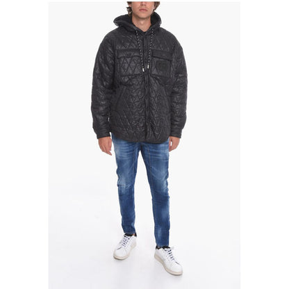 Quilted Shearling Jacket with Logo Patch