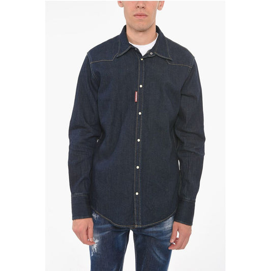 Hemp-blend Denim Western Shirt