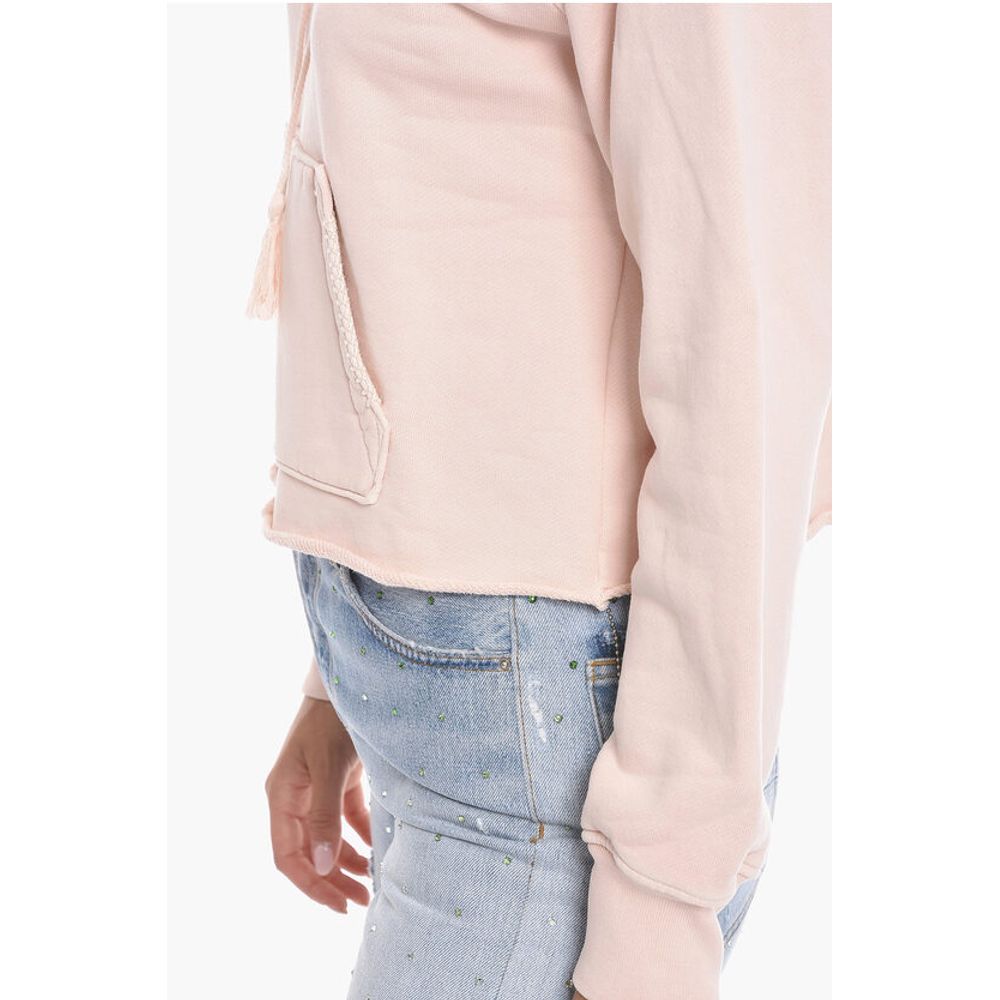 Cropped Fit Fringed Hoodie