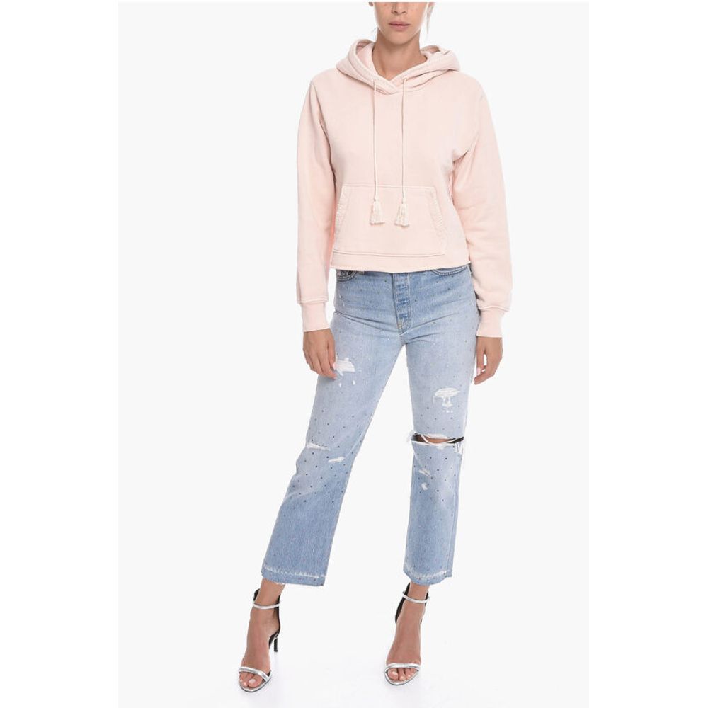 Cropped Fit Fringed Hoodie