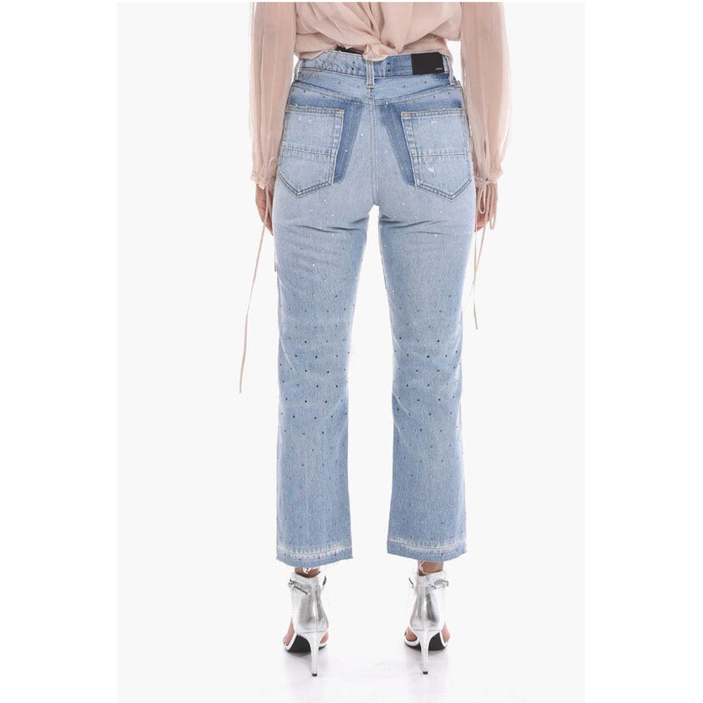 Cropped Fit Distressed Denims with Crystals 20cm