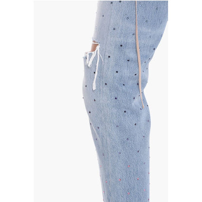 Cropped Fit Distressed Denims with Crystals 20cm