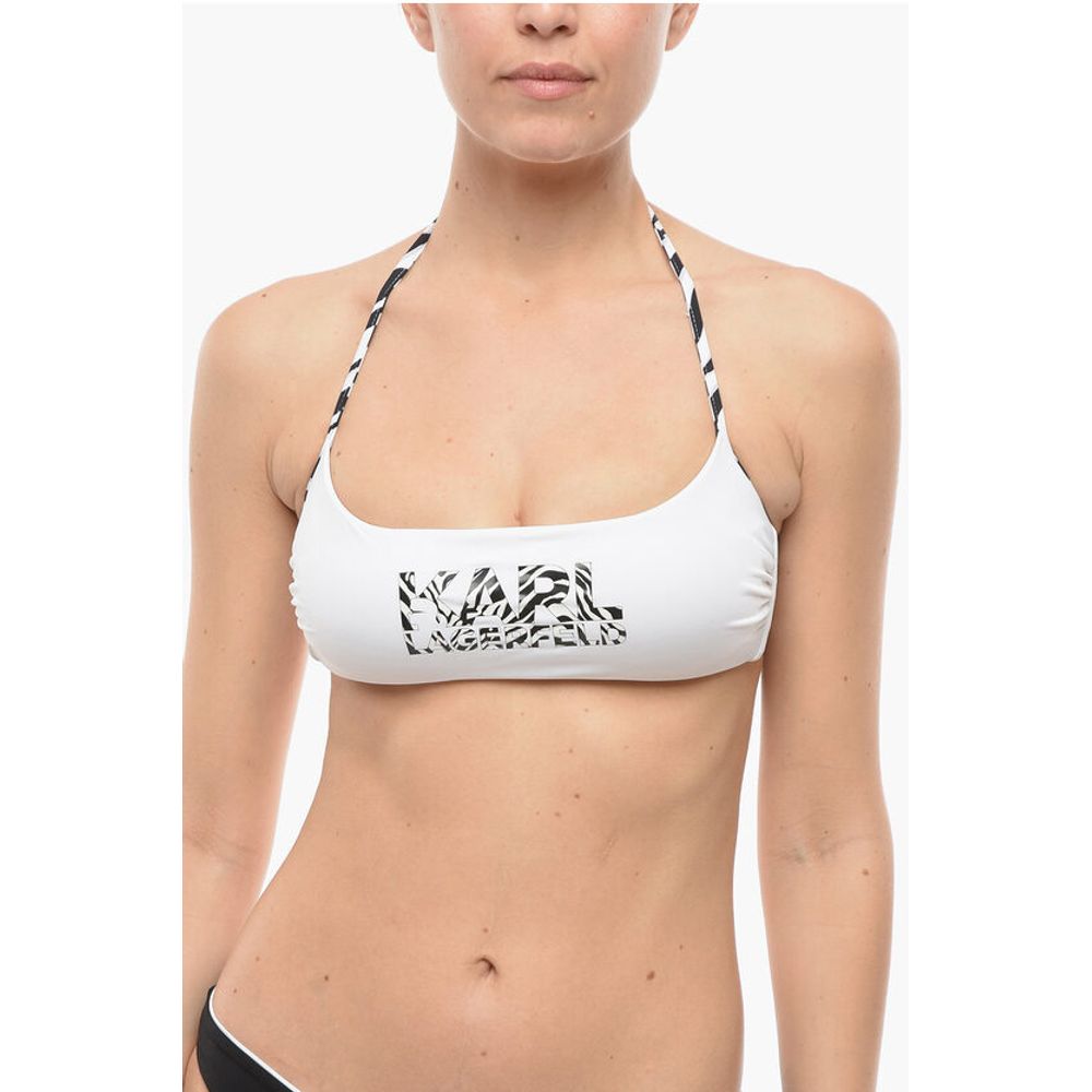 Animal Printed Logo Halter Bikini Top
