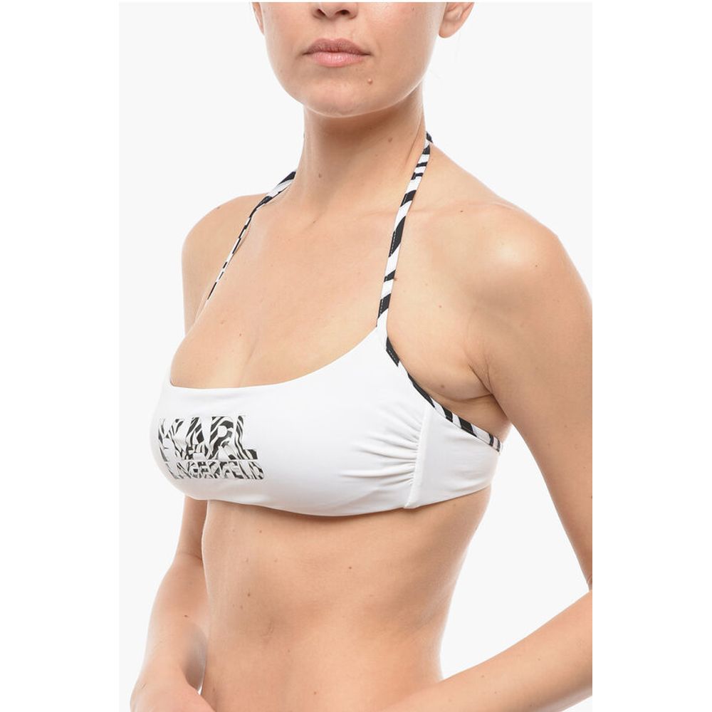 Animal Printed Logo Halter Bikini Top