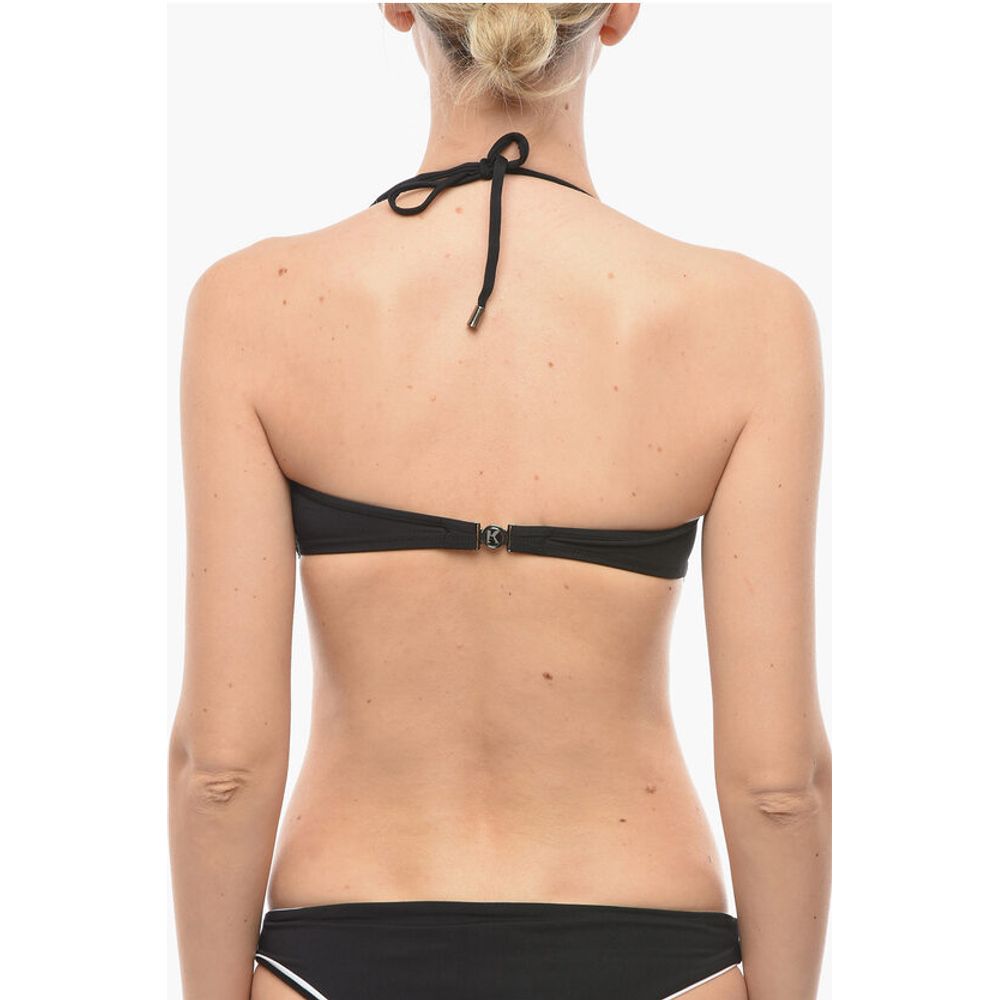 Bandeau Bikini Top with Printed Contrasting Logo