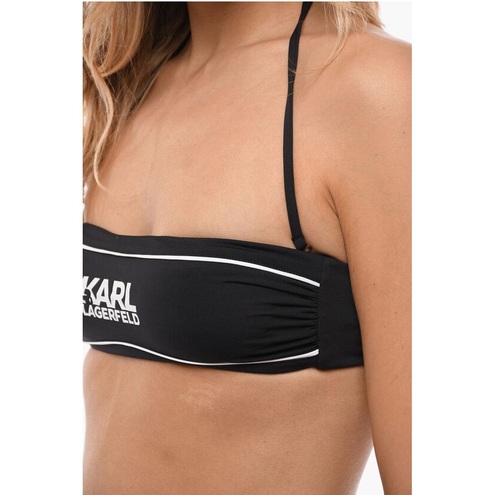 Bandeau Bikini Top with Printed Contrasting Details