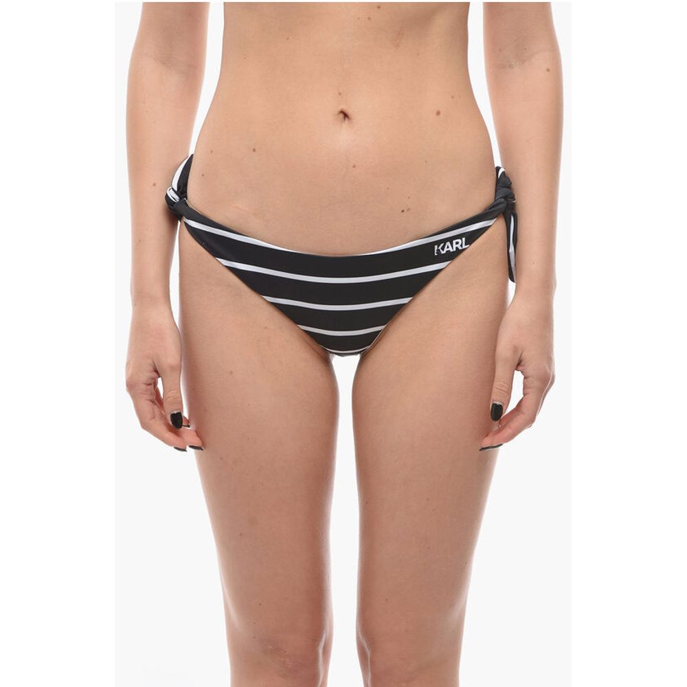Awning Striped Bikini Bottom With Knotted Laces