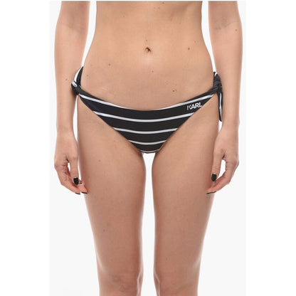 Awning Striped Bikini Bottom With Knotted Laces