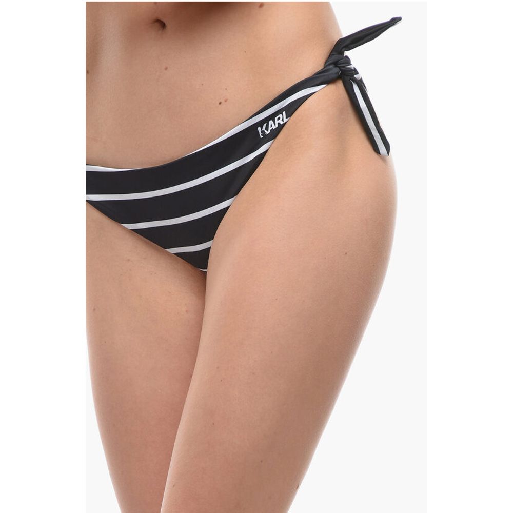 Awning Striped Bikini Bottom With Knotted Laces