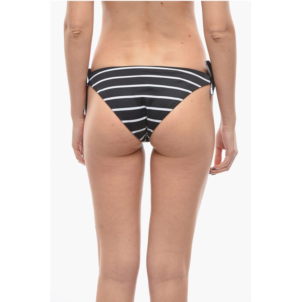 Awning Striped Bikini Bottom With Knotted Laces
