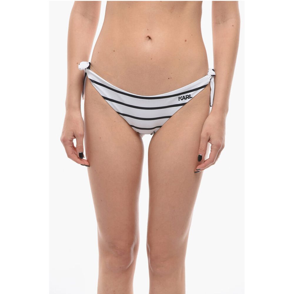 Awning Striped Bikini Bottom With Knotted Laces