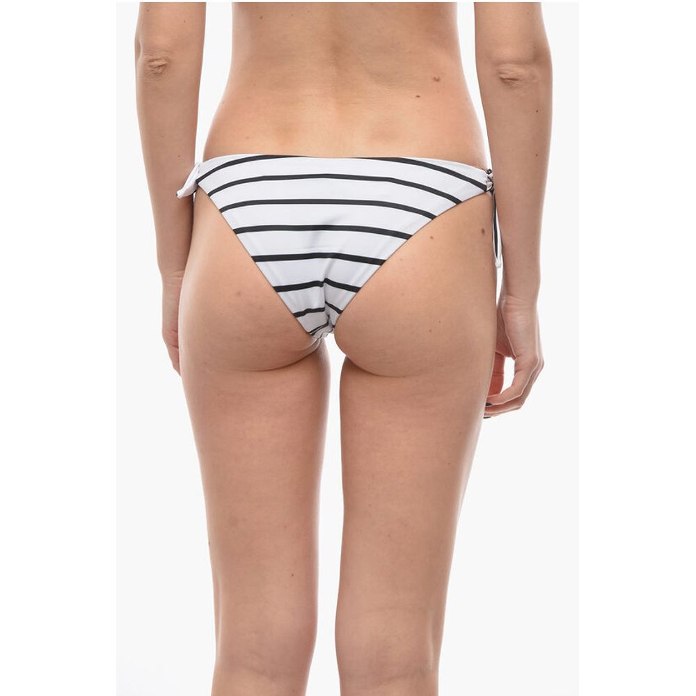 Awning Striped Bikini Bottom With Knotted Laces
