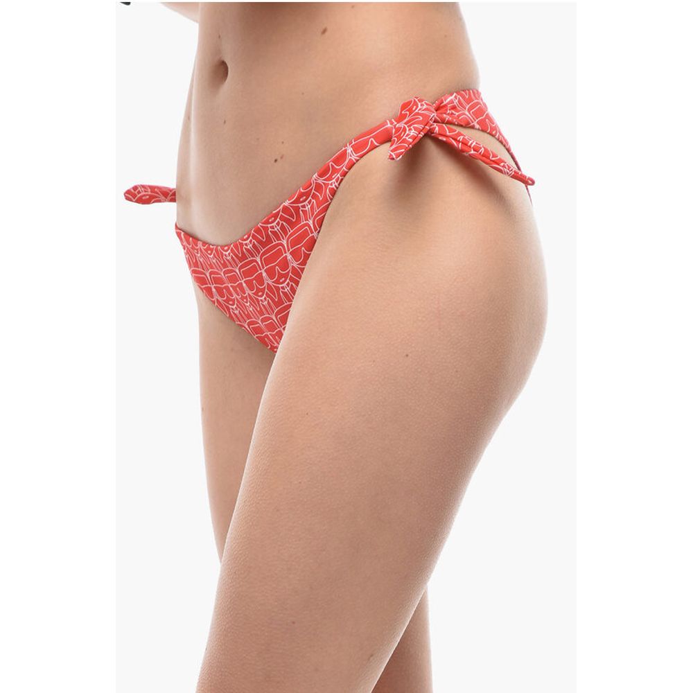 All-Over Iconic Printed Bikini Bottom With Knotted Laces