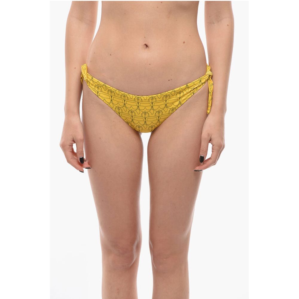 All-Over Iconic Printed Bikini Bottom With Knotted Laces