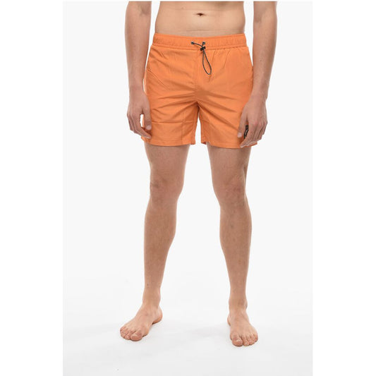 RUE ST-GUILLAME Solid Color Swim Shorts with 3 Pockets