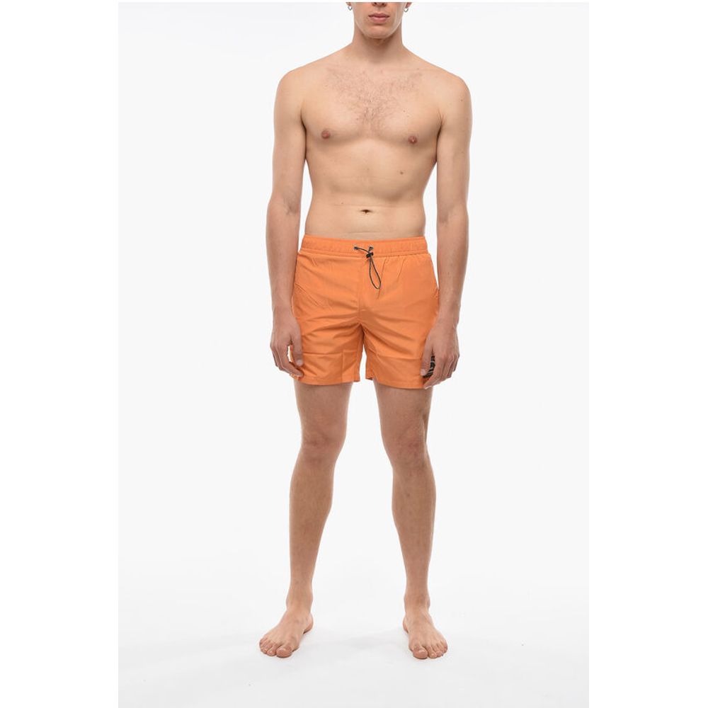 RUE ST-GUILLAME Solid Color Swim Shorts with 3 Pockets