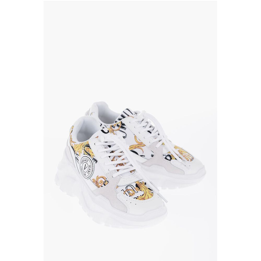 JEANS COUTURE Baroque Motif Sneakers with Suede Details 7cm