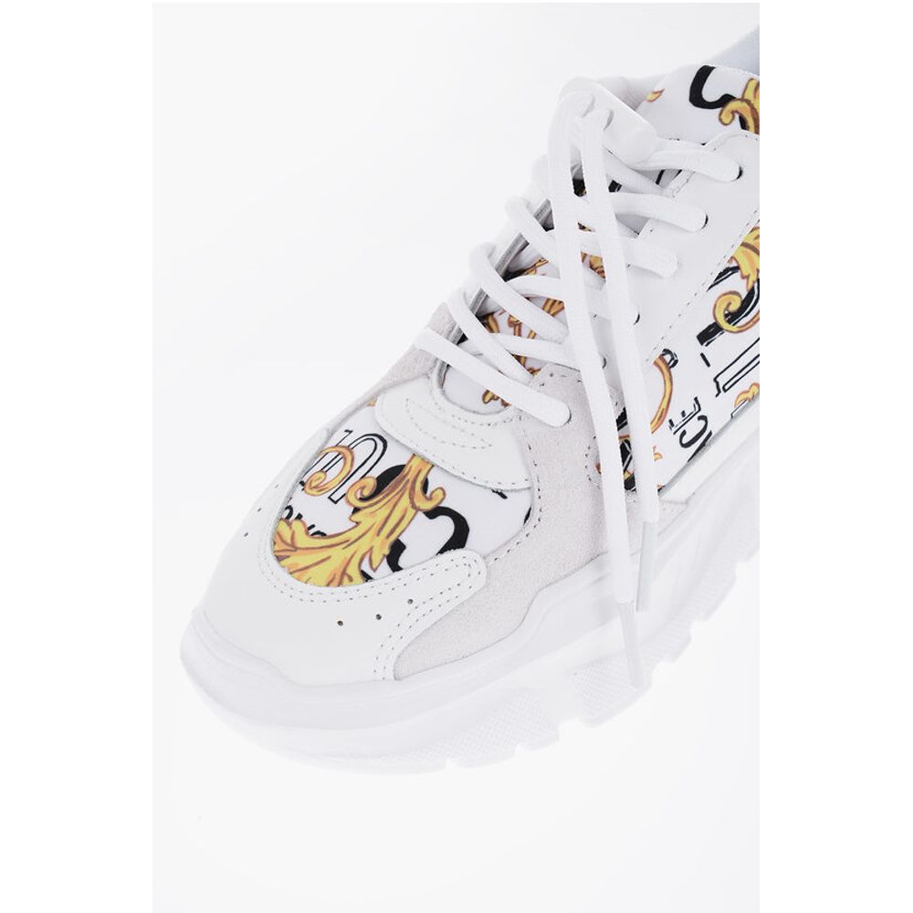 JEANS COUTURE Baroque Motif Sneakers with Suede Details 7cm
