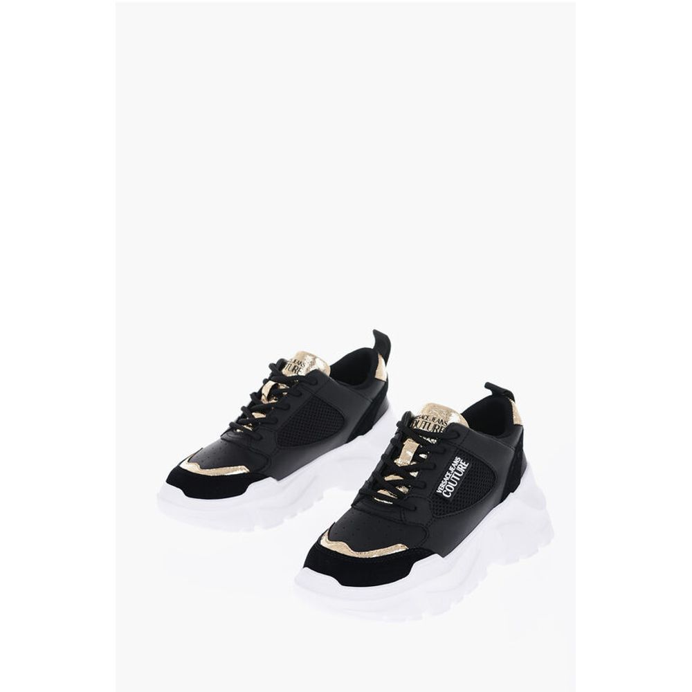 JEANS COUTURE Leather SPEEDTRACK Sneakers with Golden Detail