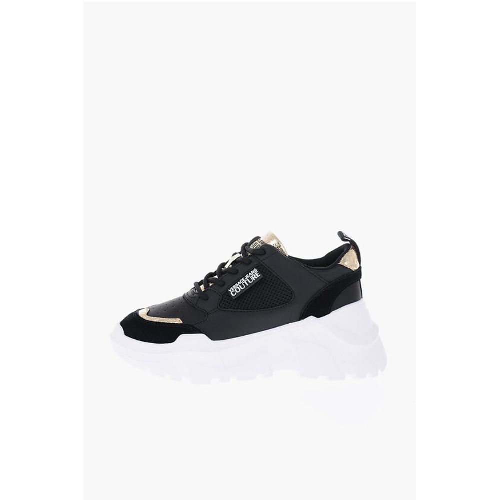 JEANS COUTURE Leather SPEEDTRACK Sneakers with Golden Detail